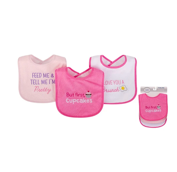 3pc Cupcakes Infant Baby Drooler Bib Set