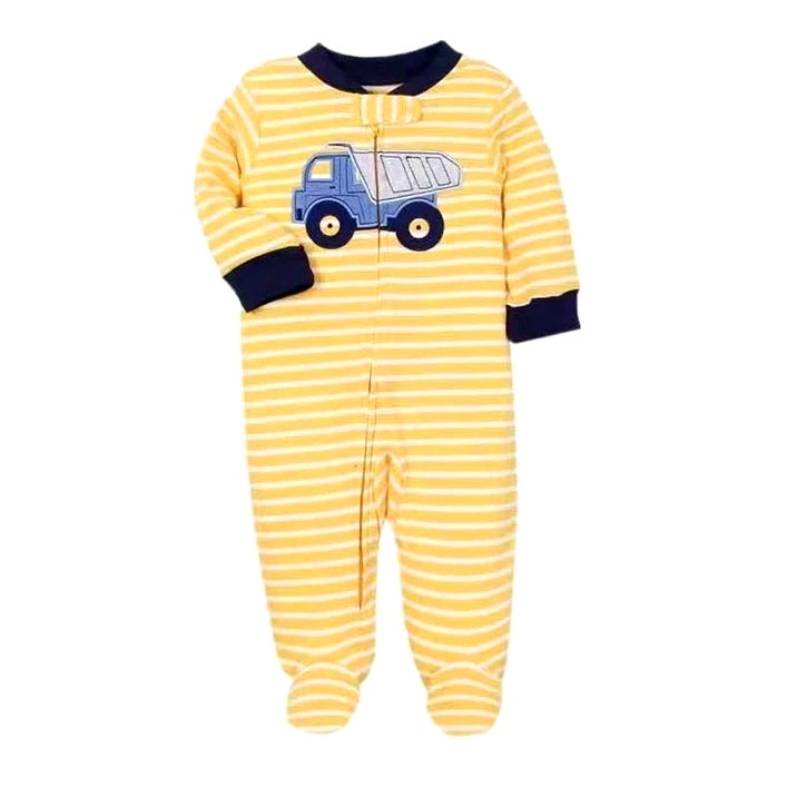 Yellow Stripe Truck Zipper Frogsuit