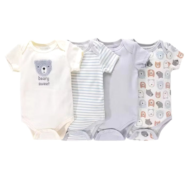 4pc Beary Sweet Infant Baby Bodysuit Set