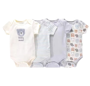 4pc Beary Sweet Infant Baby Bodysuit Set