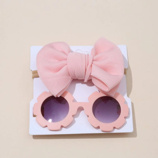 Toddler Baby Girl Sunglasses with Turban Set