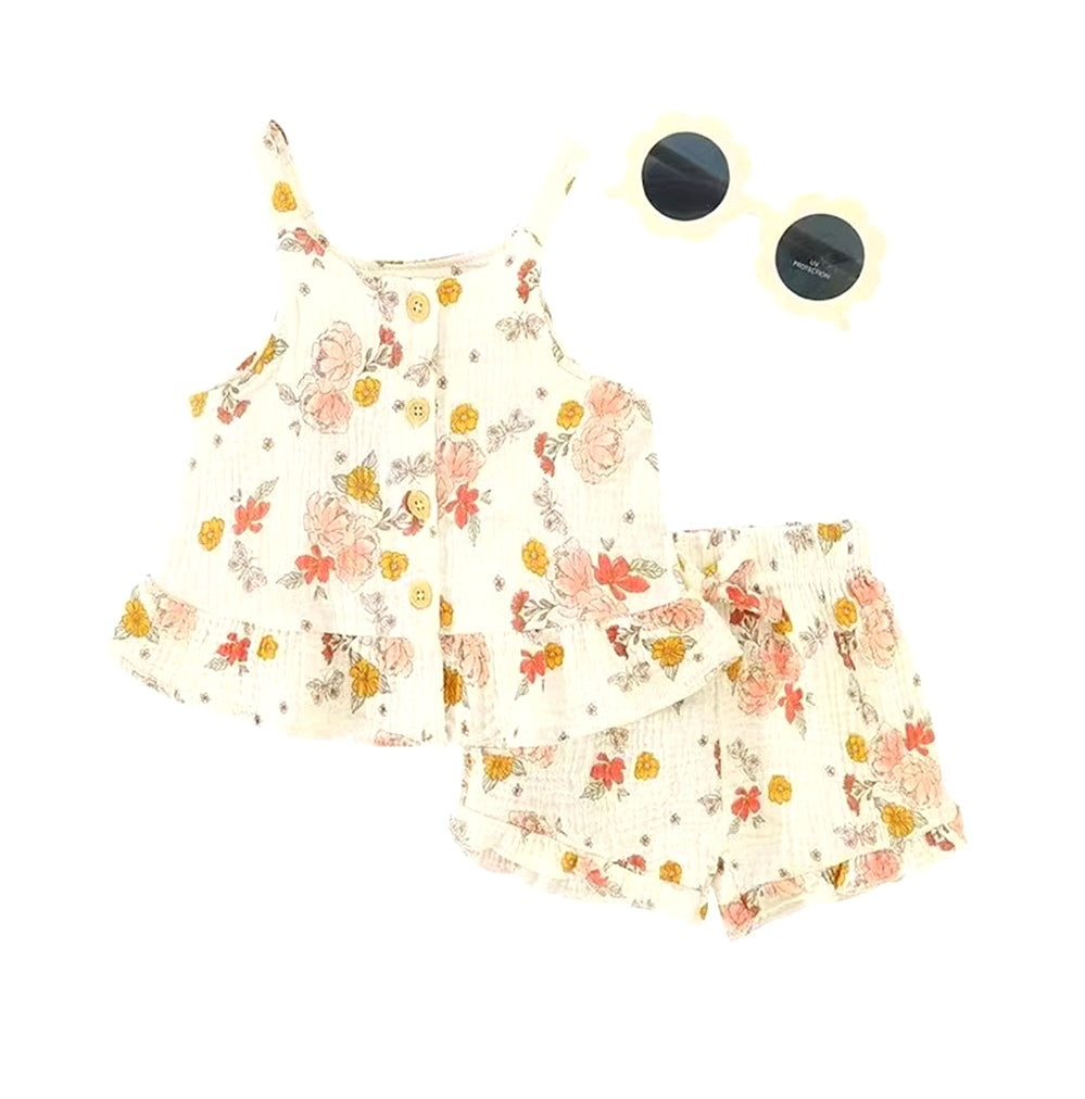 Floral 2pc Sleeveless Terno with Sunglasses