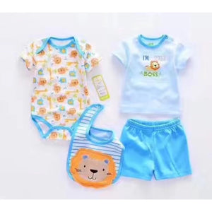 4pc Blue Lion Infant Baby Boy Clothes Set