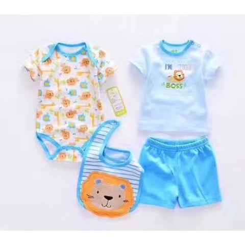 4pc Blue Lion Infant Baby Boy Clothes Set