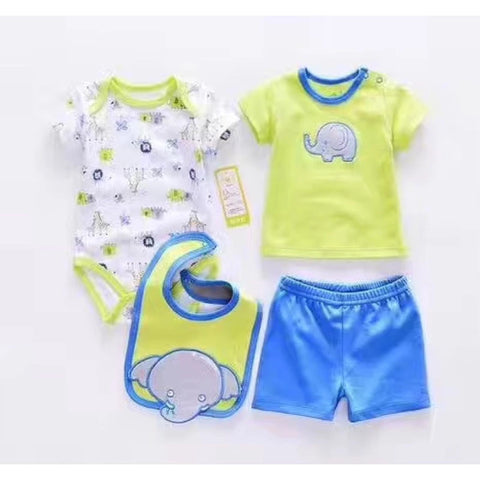 4pc Elephant Infant Baby Boy Clothes Set