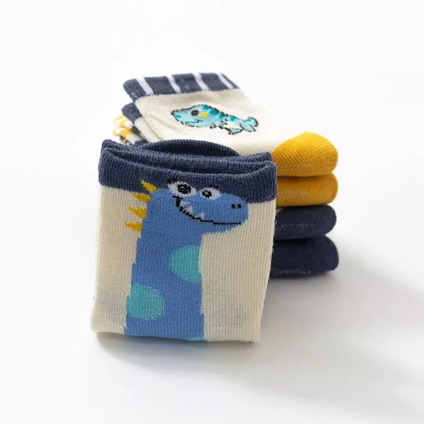 5-pairs Dinosaur Blue Socks Set