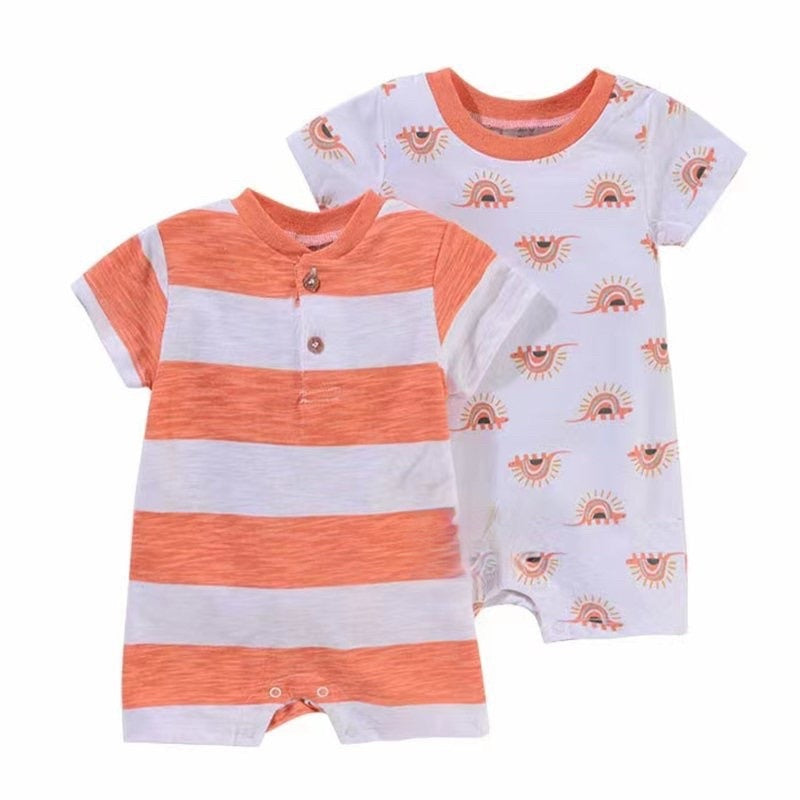 2pc Rhinosaur Orange Romper Set