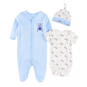 3pc Baby Blue Frogsuit Bodysuit Hat Set