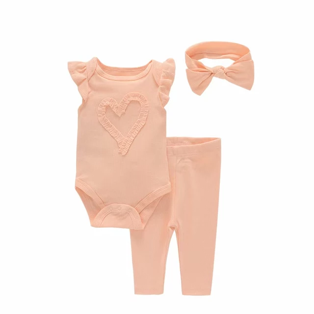 3pc Bodysuit Pants Heart Set