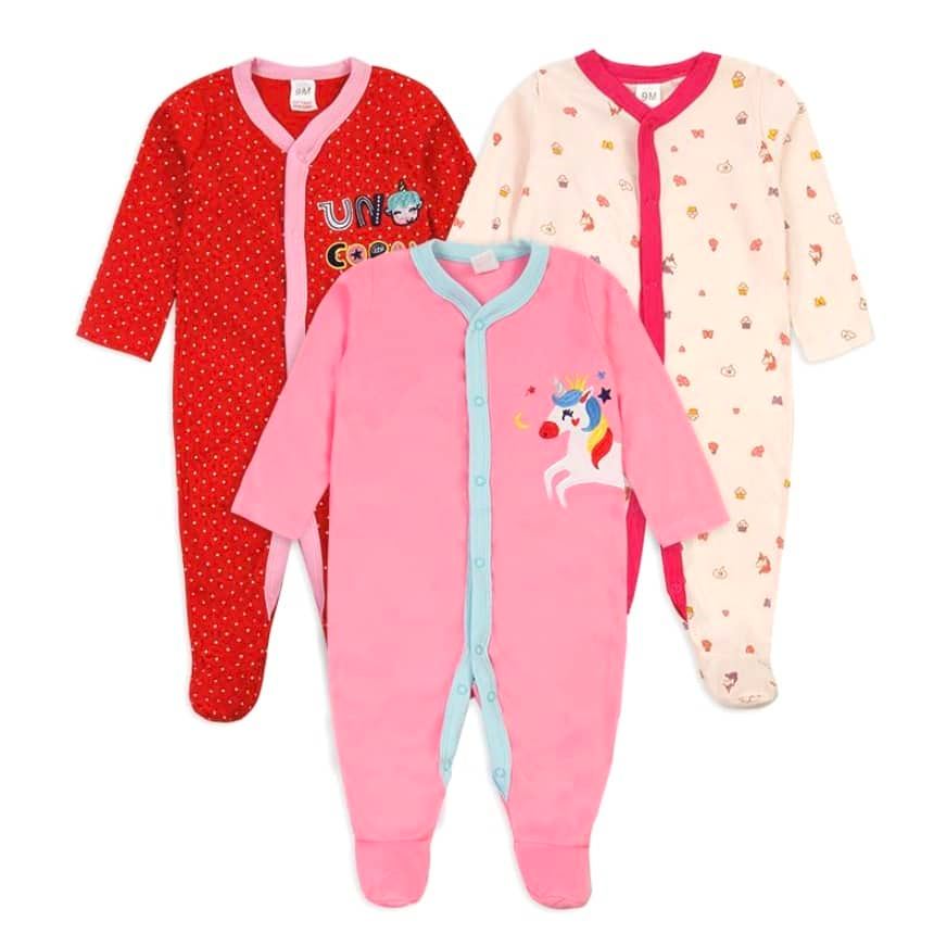 3pc Pink Unicorn Frogsuit Set