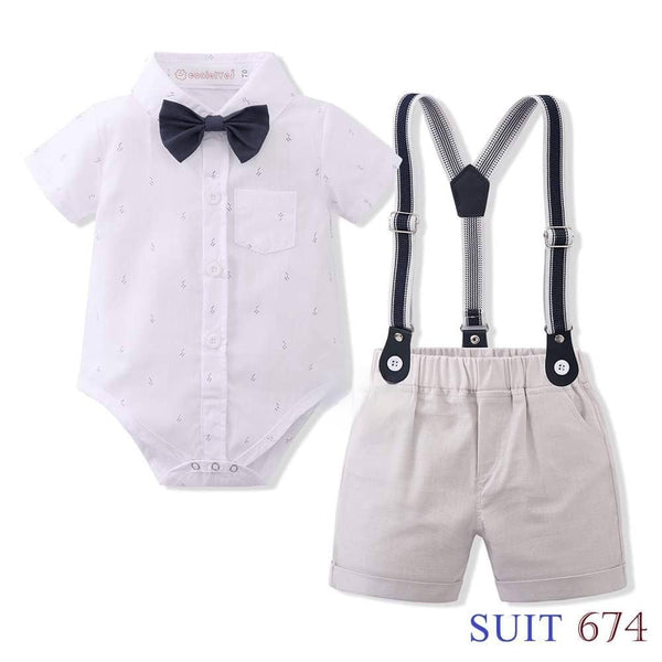 Infant Gentlemen Formal Suspender Polo Set