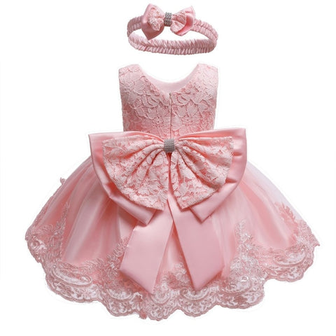 Elegant Occasional Baby Pink Dress with Turban Set