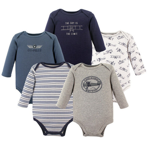 5pc Hudson Baby Airplane Longsleeve Bodysuit Set