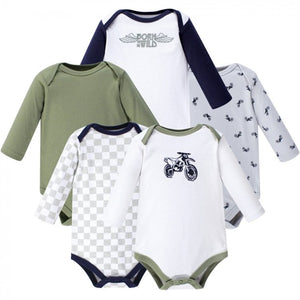 5pc Hudson Baby Motorcycle Long Sleeve Bodysuit Set