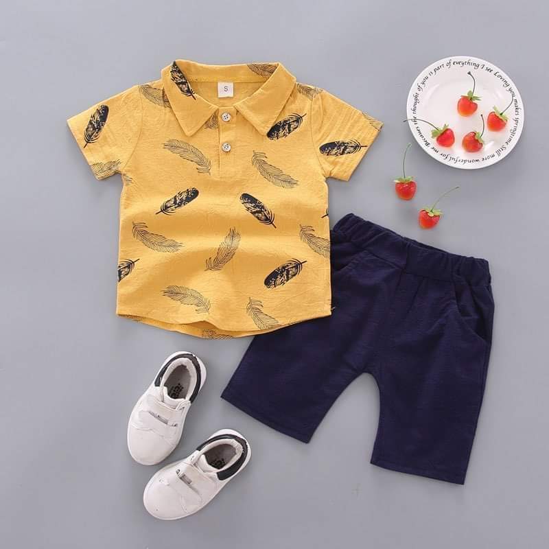 Mustard Polo Casual Terno Set