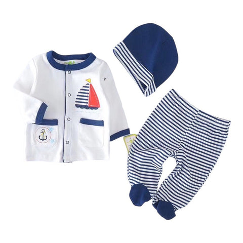 3piece Anchor Cardigan Hat Pants Set