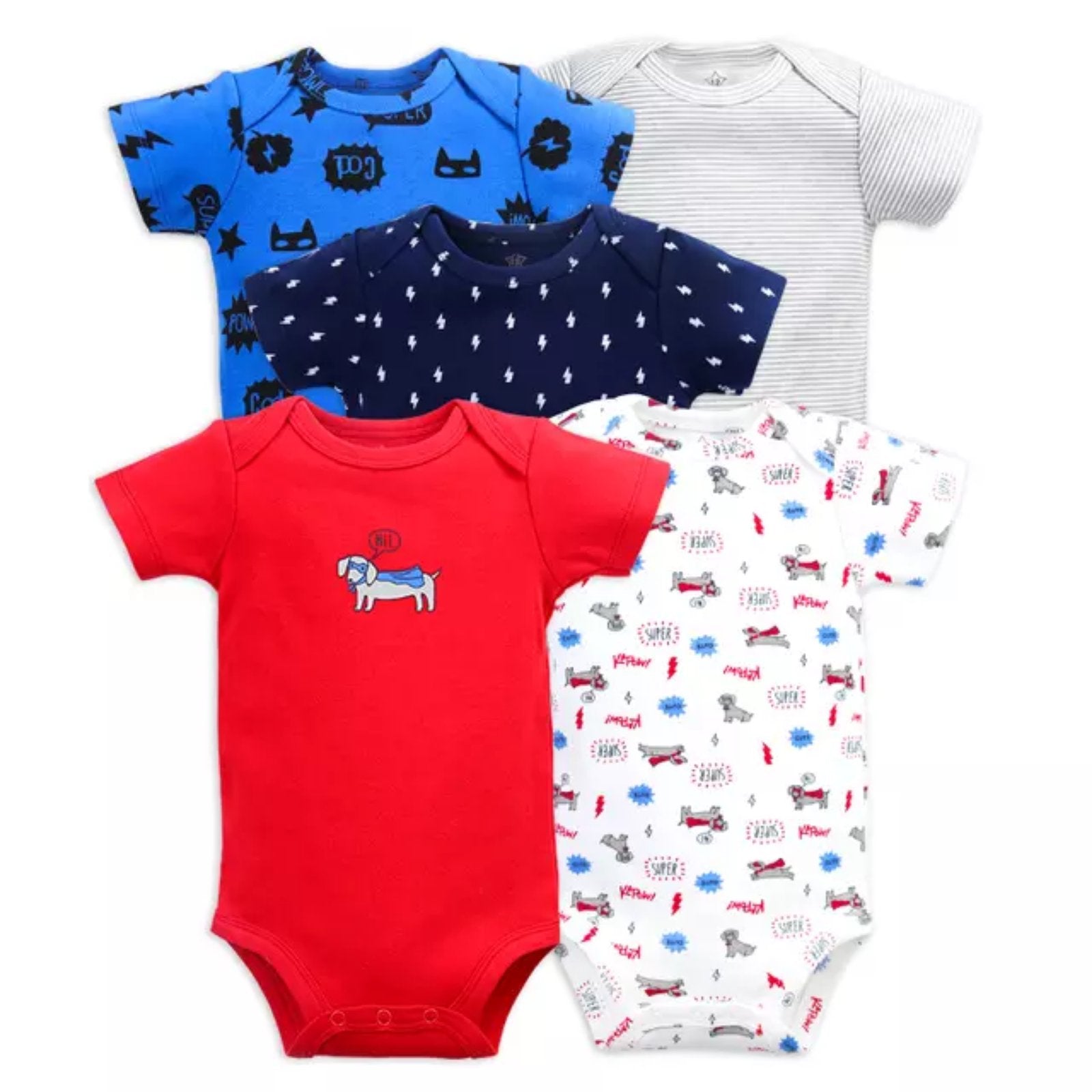 5pc Super Dog Bodysuit Boy Set